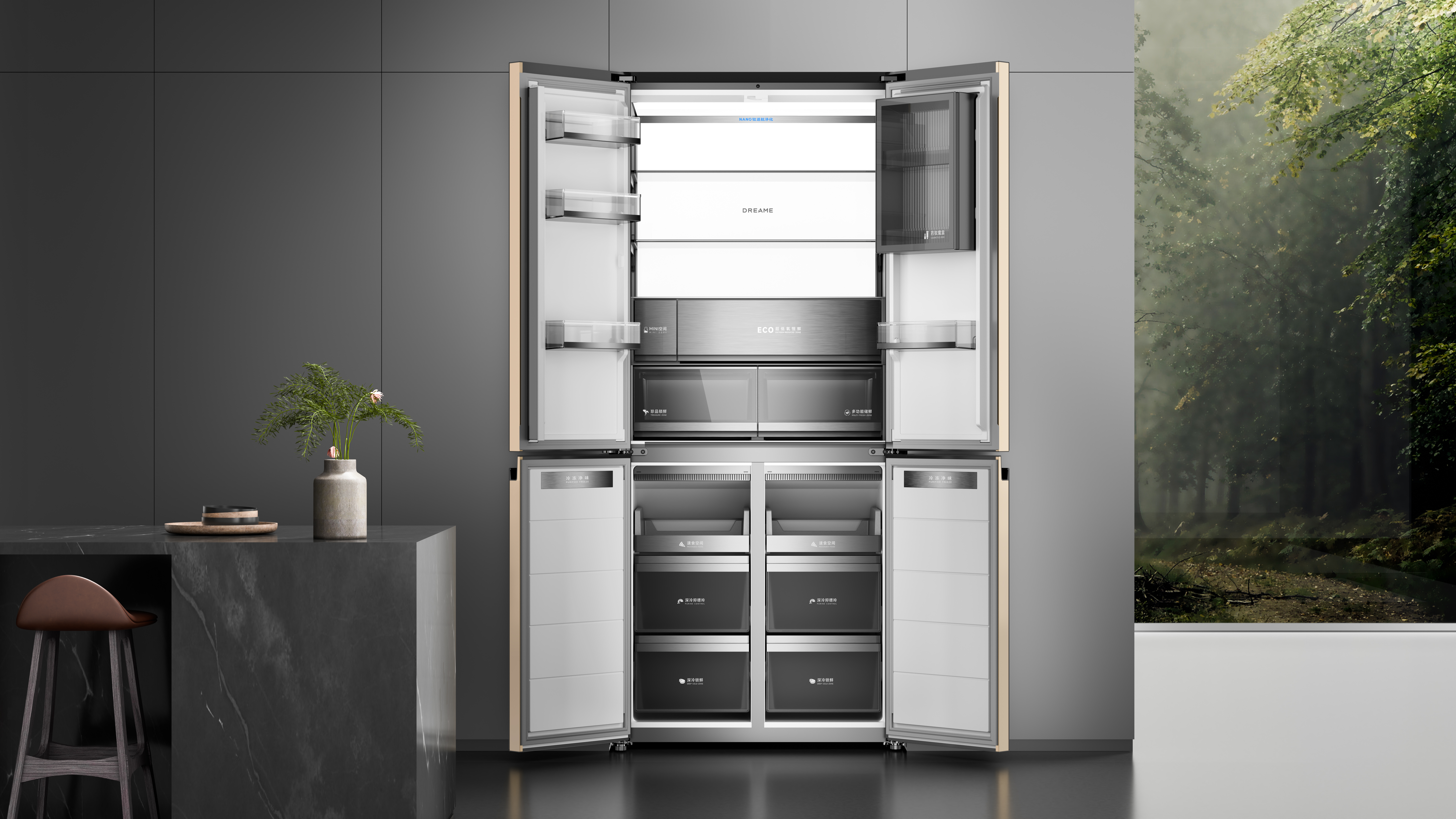 Z Pro open interior scene with drawers and storage zones